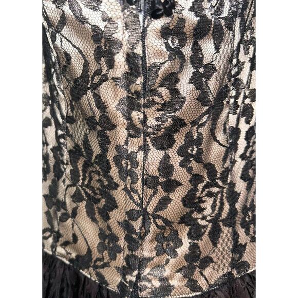 Vintage Gunne Sax Jessica McClintock Black Lace Party Strpls Dress Junior Sz 9 - Picture 12 of 13